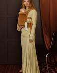 Cyrus Velvet Clip Carrier 2.0 a gorgeous honey brown 100% cotton velvet Baby Carrier designed for everyday wear.