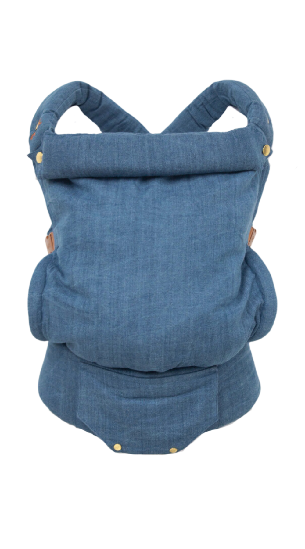 Lightweight blue cotton denim feel fabric for the Denim Clip Carrier 2.0 by Chekoh Baby. Blue wash, lightweight 100% cotton.